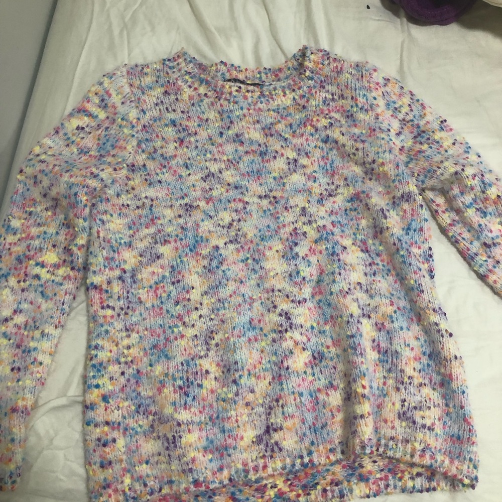 Elena Wang  Women's Colorful Yarn Fuzzy Sweater size S NWT